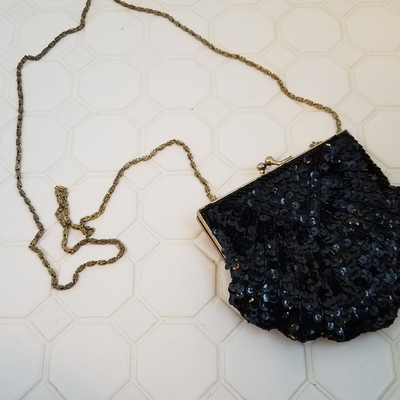Vintage Speyer Milor black sequin shoulder bag WN - Picture 2 of 11
